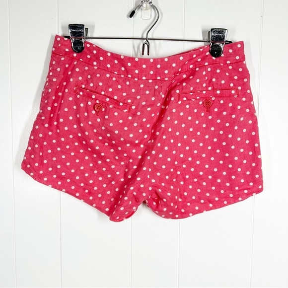 J Crew Pink and White Polka Dot Barbiecore Linen & Cotton Blend Shorts Size 2 - Picture 2 of 7